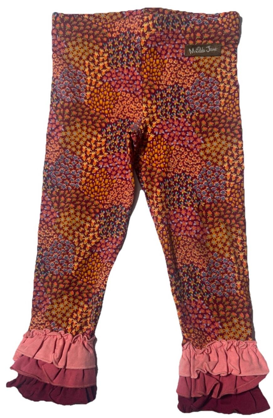Matilda Jane Sunburst Ruffle Leggings Secret Fields Pants Girls Size 2 Baby EUC
